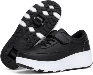 Kids Roller Skate Shoes Roller Sport Sneakers Shoes for Boys Girls with 2-Wheels Outdoor Trainer Retractable Sneakers Shoes for Birthday Children Show Gift
