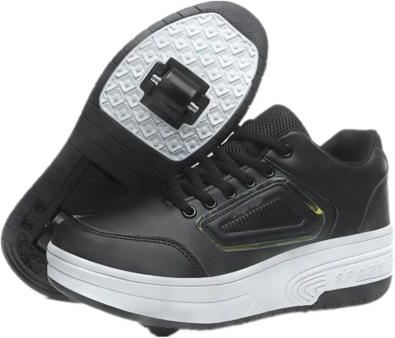 Kids Roller Skate Shoes Roller Sport Sneakers Shoes for Boys Girls with 2-Wheels Unisex Child Retractable Sneakers Shoes for Birthday Children Show Gift