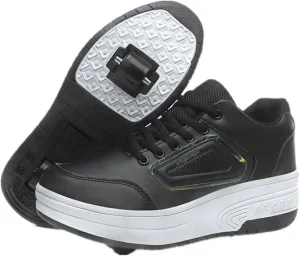 Kids Roller Skate Shoes Roller Sport Sneakers Shoes for Boys Girls with 2-Wheels Unisex Child Retractable Sneakers Shoes for Birthday Children Show Gift