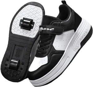 Kids Roller Skate Shoes Roller Sport Sneakers Shoes for Boys Girls with 2-Wheels Unisex Child Retractable Sneakers Shoes for Birthday Children Show Gift
