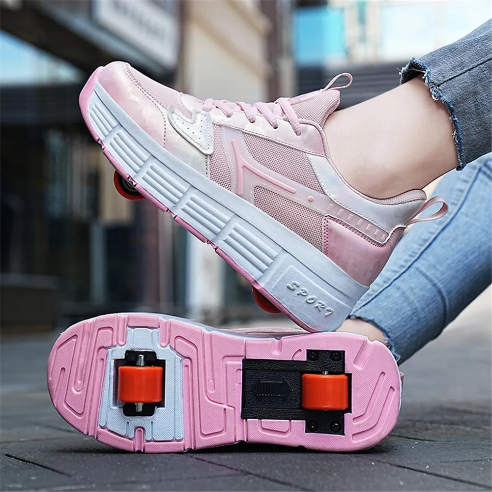 Kids Roller Skate Shoes Roller Sport Sneakers Shoes for Boys Girls with 2-Wheels Unisex Child Retractable Sneakers Shoes for Birthday Children Show Gift