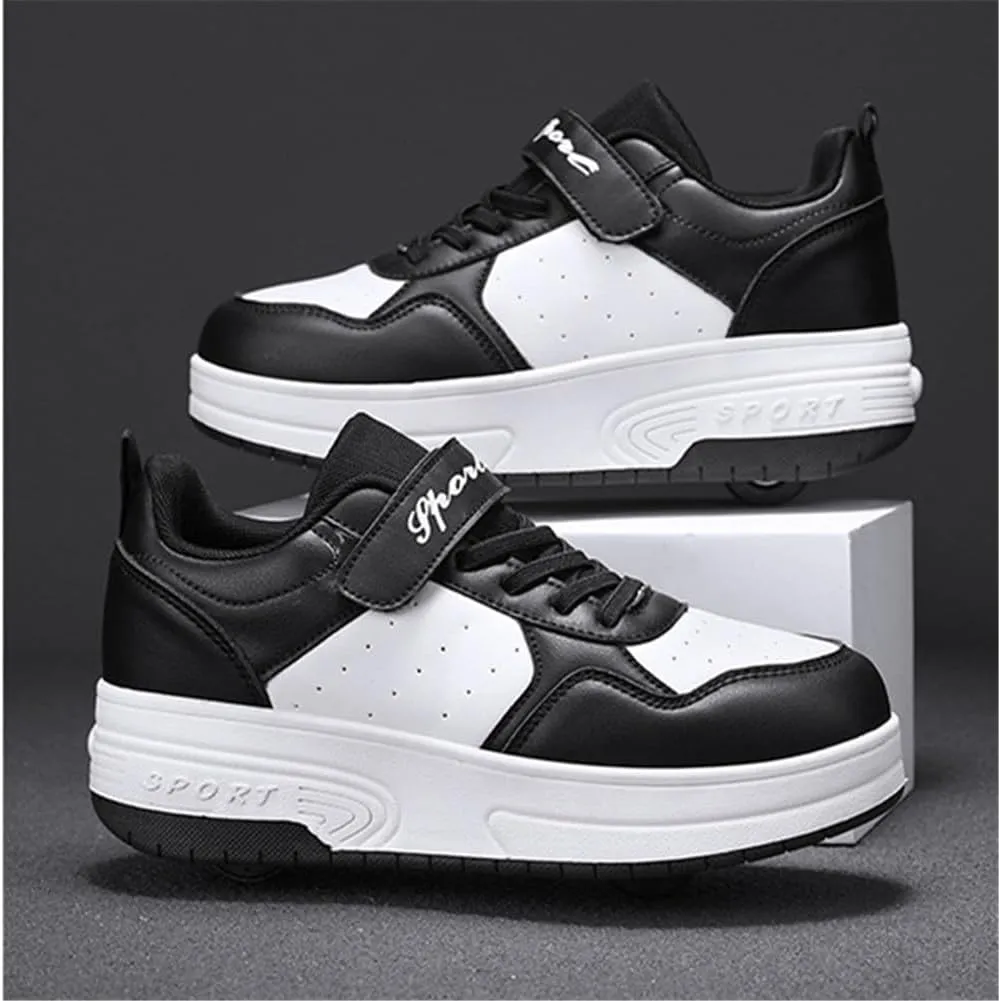 Kids Roller Skate Shoes Roller Sport Sneakers Shoes for Boys Girls with 2-Wheels Unisex Child Retractable Sneakers Shoes for Birthday Children Show Gift