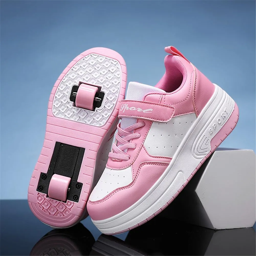 Kids Roller Skate Shoes Roller Sport Sneakers Shoes for Boys Girls with 2-Wheels Unisex Child Retractable Sneakers Shoes for Birthday Children Show Gift