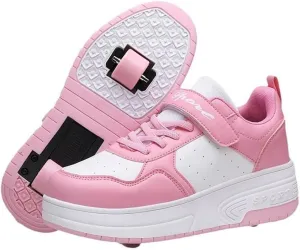 Kids Roller Skate Shoes Roller Sport Sneakers Shoes for Boys Girls with 2-Wheels Unisex Child Retractable Sneakers Shoes for Birthday Children Show Gift