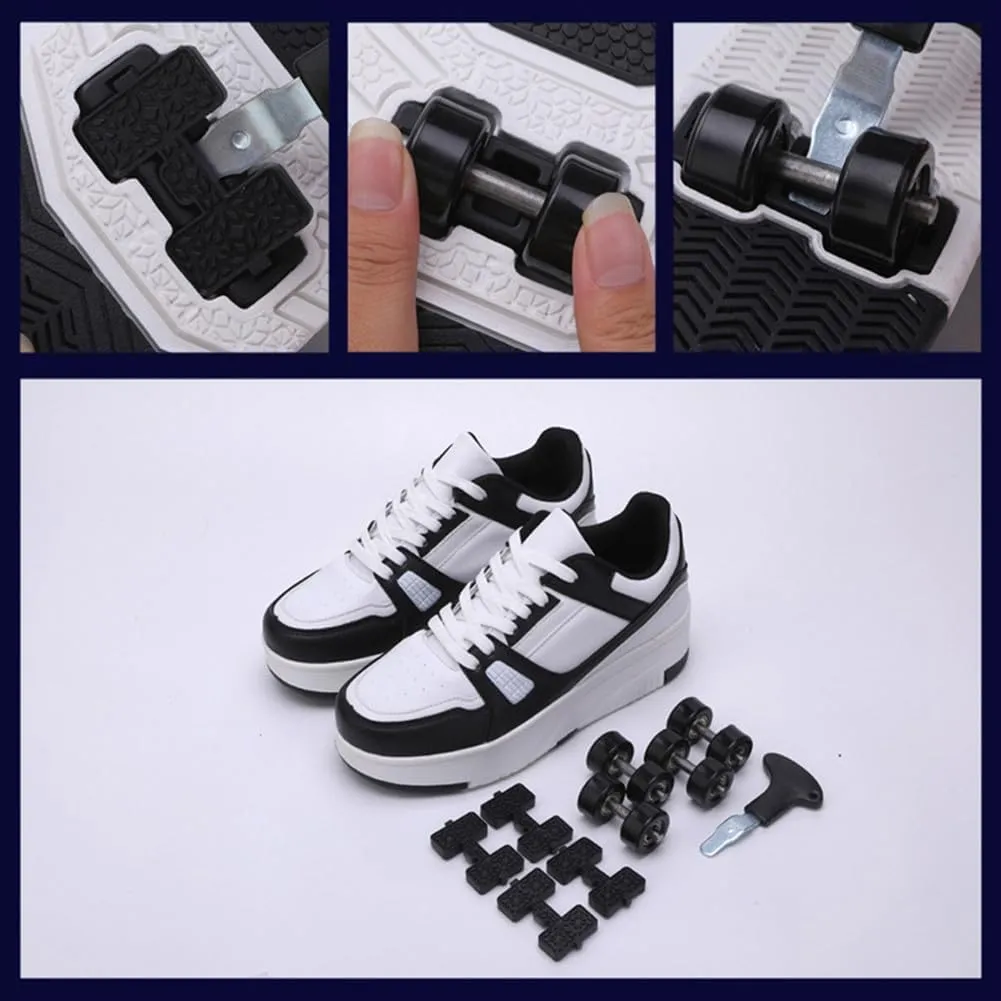 Kids Roller Skate Shoes Roller Sport Sneakers Shoes for Boys Girls with 4-Wheels Unisex Child Retractable Sneakers Shoes for Birthday Children Show Gift, 815 Pink