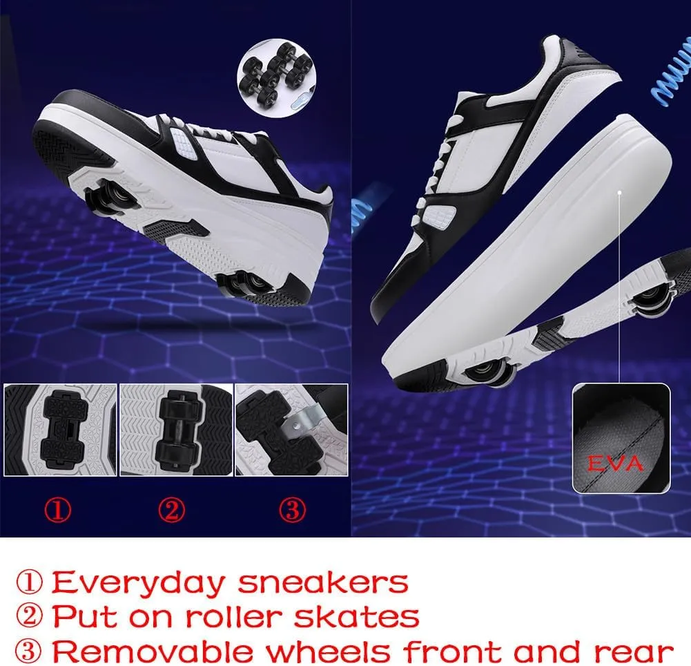 Kids Roller Skate Shoes Roller Sport Sneakers Shoes for Boys Girls with 4-Wheels Unisex Child Retractable Sneakers Shoes for Birthday Children Show Gift, 815 Pink