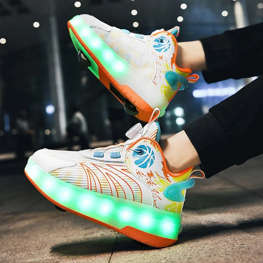 Kids Roller Skates Shoes Sneakers for Boys & Girls, 7 Colour, Automatic Retrectable Technical Skateboarding Skates for Sneakers for Girls Boys Novel Gift - 2 Roller