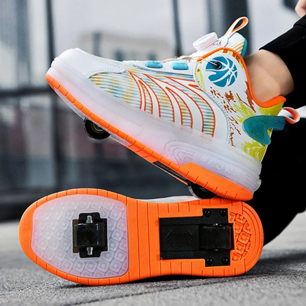 Kids Roller Skates Shoes Sneakers for Boys & Girls, 7 Colour, Automatic Retrectable Technical Skateboarding Skates for Sneakers for Girls Boys Novel Gift - 2 Roller