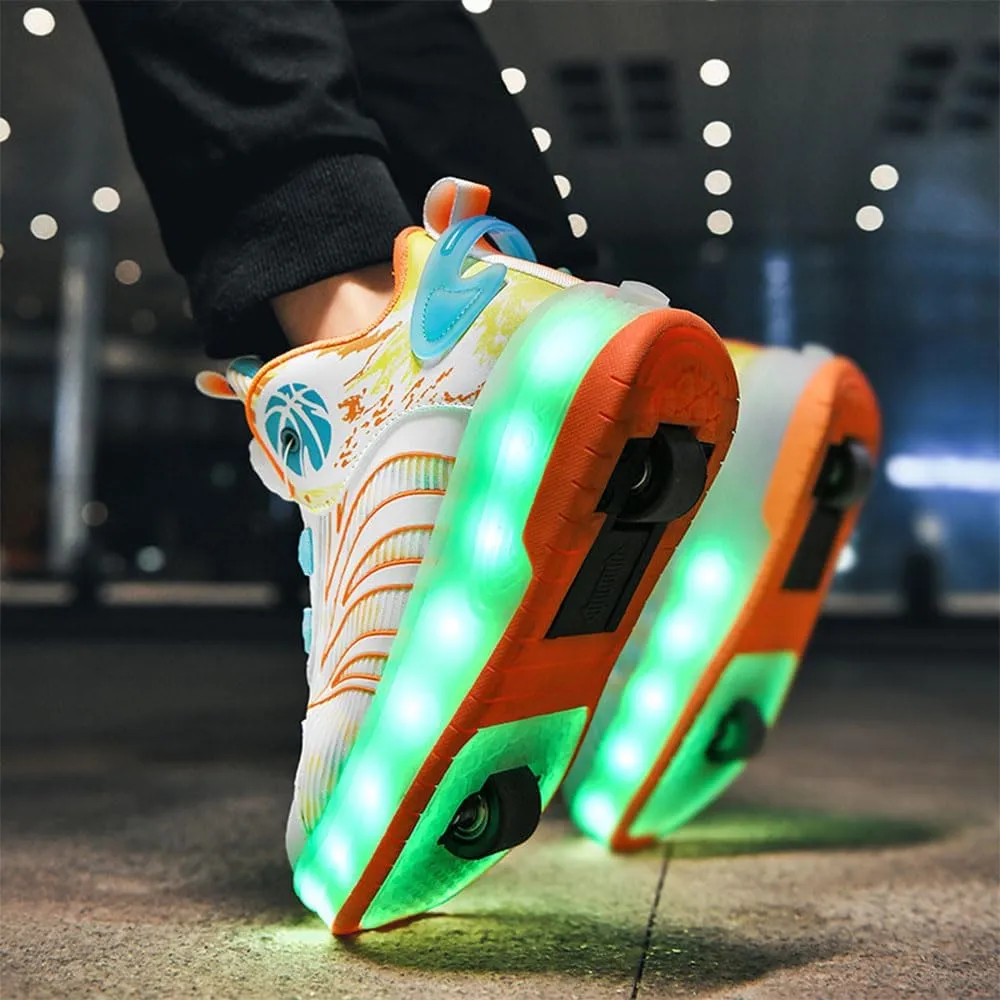 Kids Roller Skates Shoes Sneakers for Boys & Girls, 7 Colour, Automatic Retrectable Technical Skateboarding Skates for Sneakers for Girls Boys Novel Gift - 2 Roller