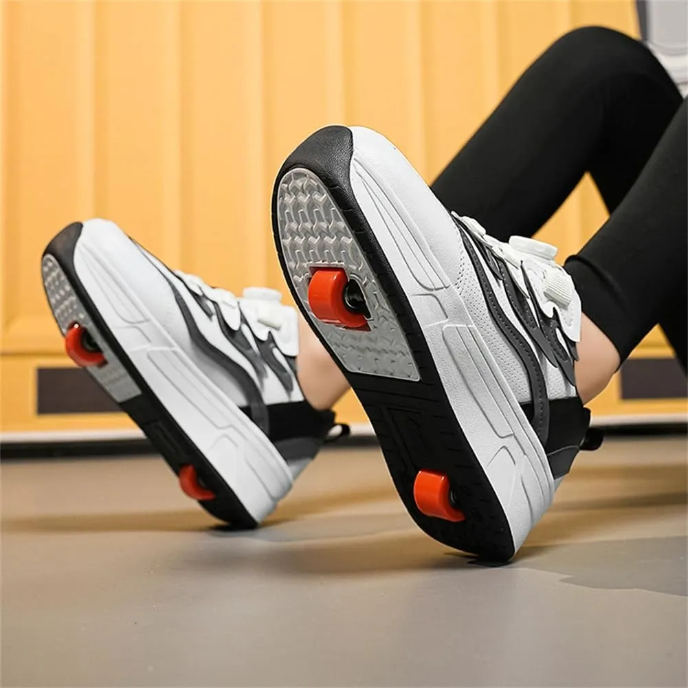 Kids Roller Skates Shoes Sneakers for Boys & Girls, Outdoor Skateboarding Shoe Fashion Parkour Shoes with 2-Wheels Unisex Retractable Skating Shoes for Children's Park Sports Walking