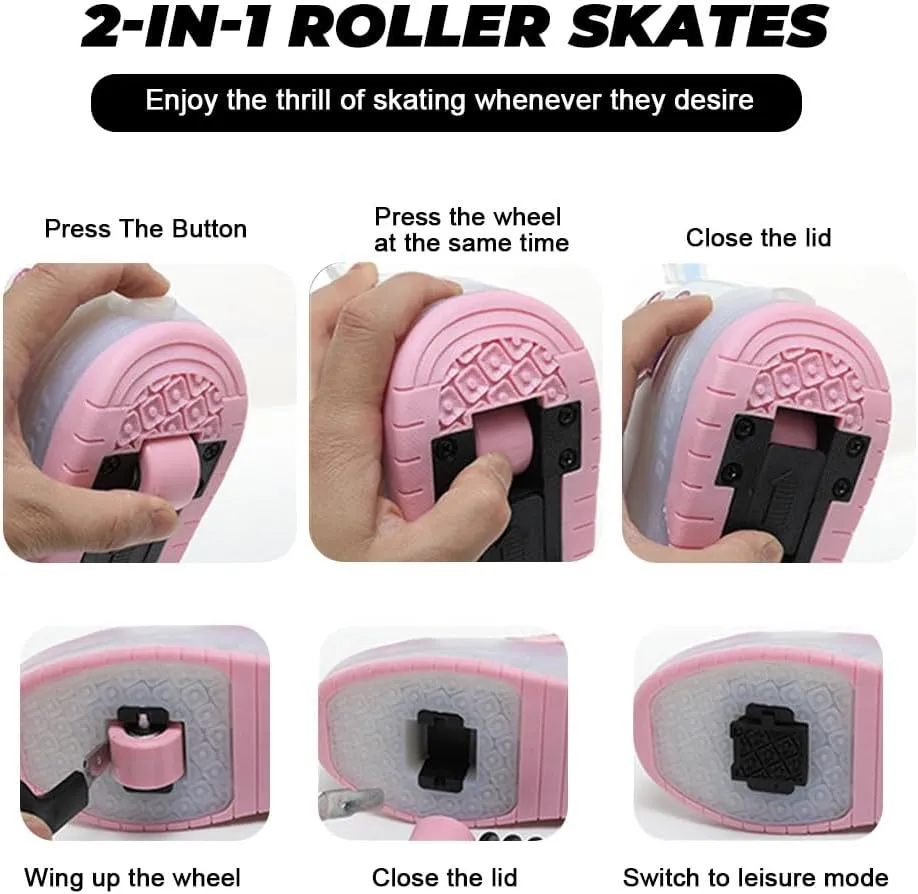 Kids Roller Skates Shoes Sneakers for Boys & Girls, USB Recharge Multiple Colour LED Automatic Retrectable Technical Skateboarding Skates for Light up Shiny Sneakers for Boys Girls Novel Gift, Gold