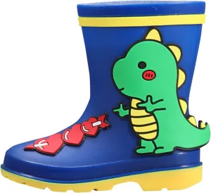 Kids Toddler Rain Boots for Girls Boys Dinosaur Cartoon Patterns Waterproof Rain Shoes Boot with Non Slip Sole