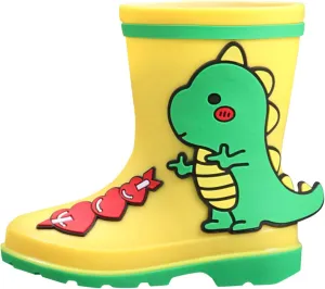Kids Toddler Rain Boots for Girls Boys Dinosaur Cartoon Patterns Waterproof Rain Shoes Boot with Non Slip Sole