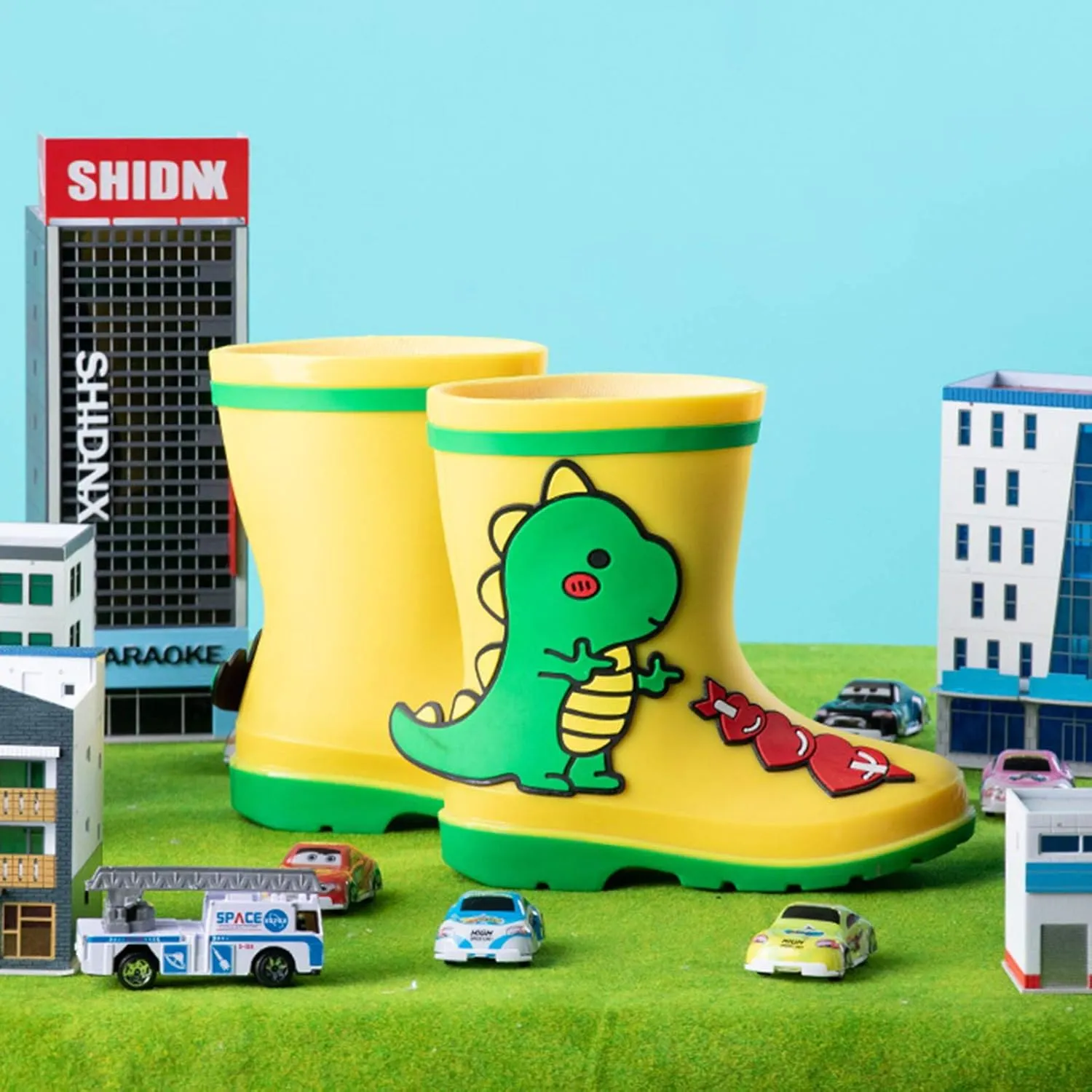 Kids Toddler Rain Boots for Girls Boys Dinosaur Cartoon Patterns Waterproof Rain Shoes Boot with Non Slip Sole