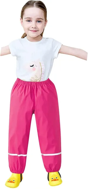 Kids Trousers Dungarees Waterproof Children??s Boys for Girls Breathable Rain Mud Raincoat and Boots for Girls Hot Pink