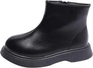 Kids Unisex Leather Ankle Boots Water Proof Classic Simple Outdoor Hiking Walking Booties Solid Soft Casual Shoes