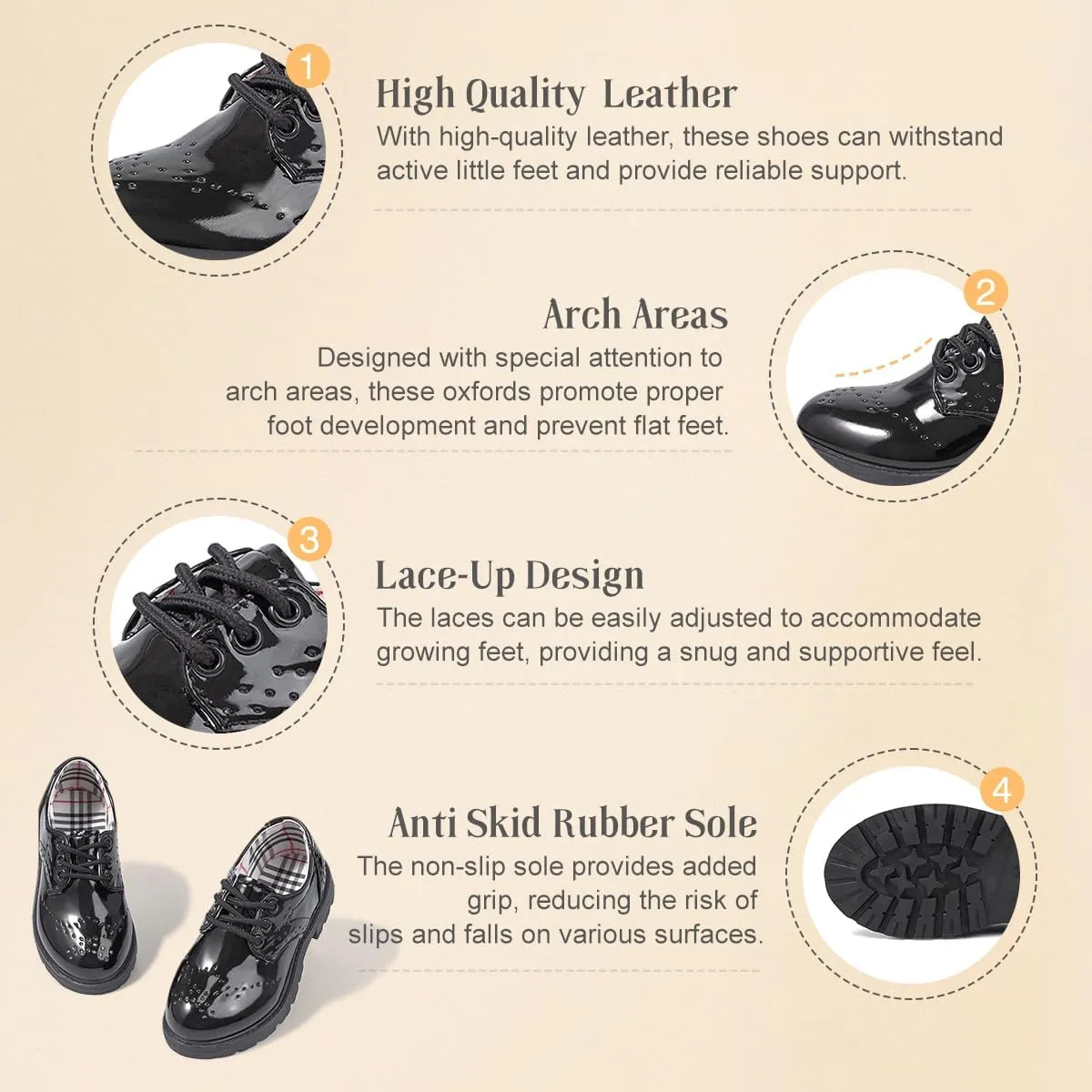 KIDSUN Toddler Boys Girls Dress Shoes Comfort Lace-Up Oxford School Uniform Shoes Loafer Flats (Toddler/Little Kid) E-Black