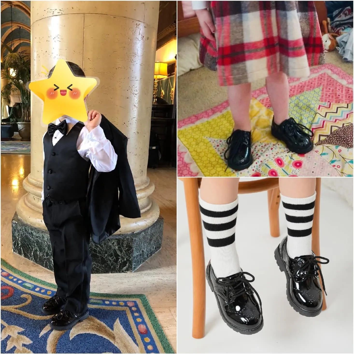 KIDSUN Toddler Boys Girls Dress Shoes Comfort Lace-Up Oxford School Uniform Shoes Loafer Flats (Toddler/Little Kid) E-Black