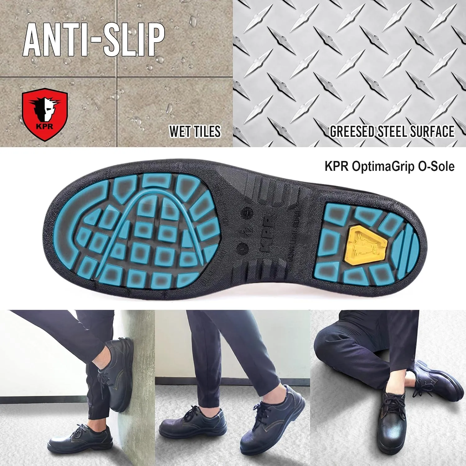 KPR Safety O010 Men's ASTM Approved Composite Toe Safety Shoes ESD Antislip Waterproof Wide Width