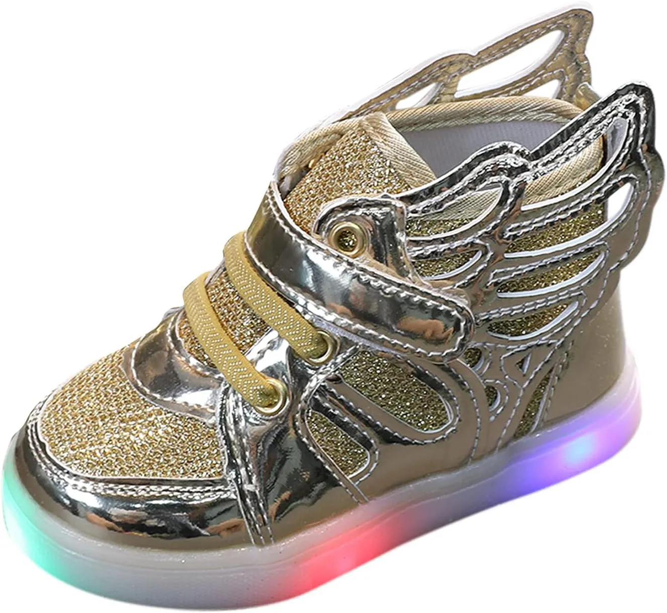 Light Children Baby Girls Sport Luminous Shoes Bling Kids Sneakers Led Baby Shoes Toddlers Shoes Boys (Gold, 5.5-6Years)