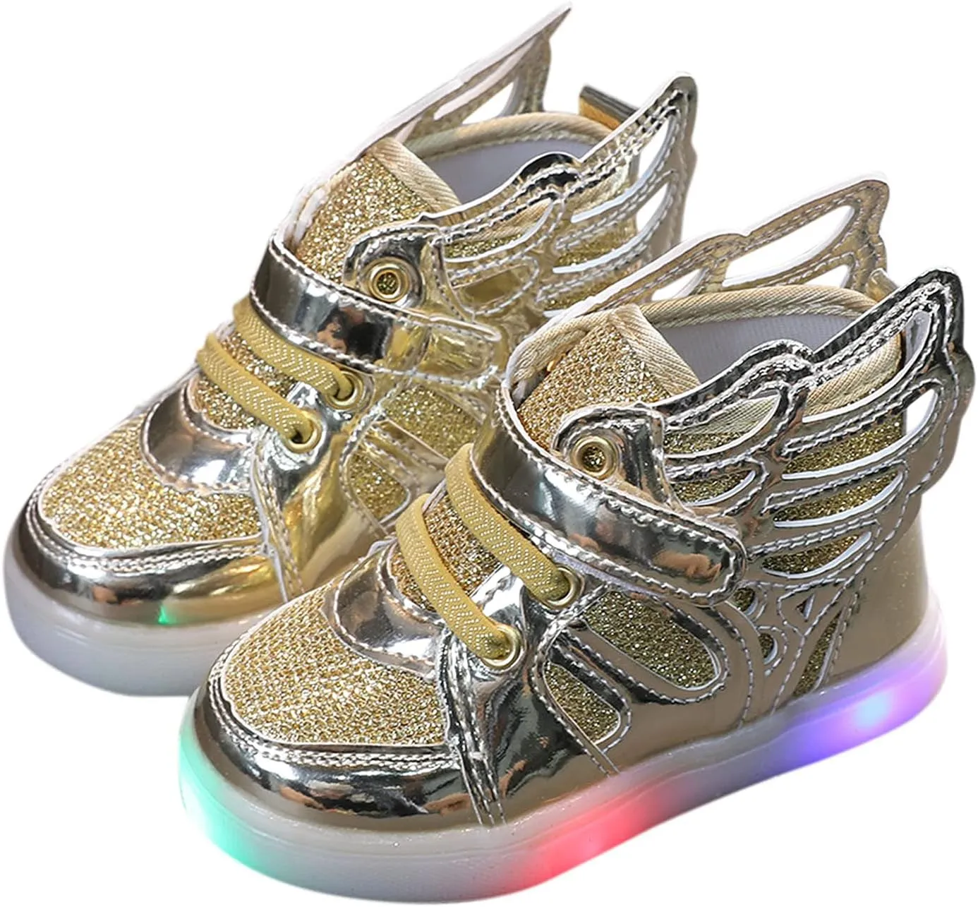 Light Children Baby Girls Sport Luminous Shoes Bling Kids Sneakers Led Baby Shoes Toddlers Shoes Boys (Gold, 5.5-6Years)