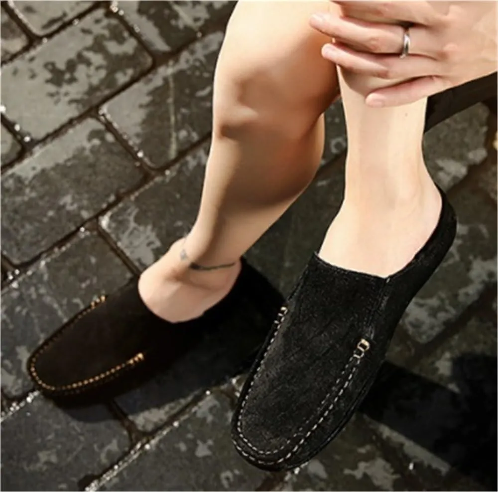 Loafers for Men Genuine Leather Suede Vamp Stitching Details Round Toe Flexible Lightweight Prom Slip On