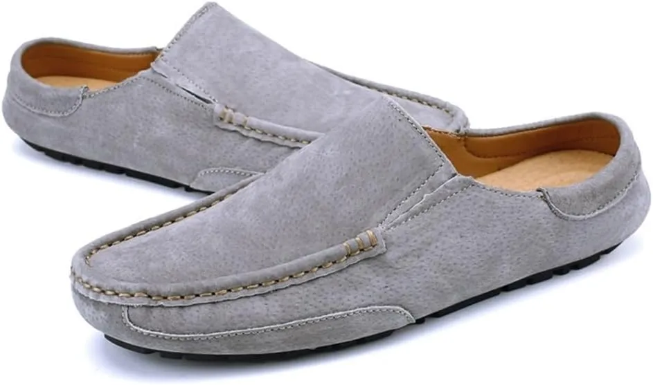 Loafers for Men Genuine Leather Suede Vamp Stitching Details Round Toe Flexible Lightweight Prom Slip On