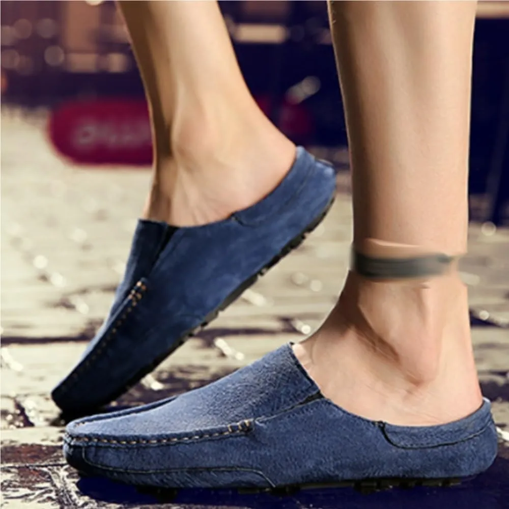 Loafers for Men Genuine Leather Suede Vamp Stitching Details Round Toe Flexible Lightweight Prom Slip On