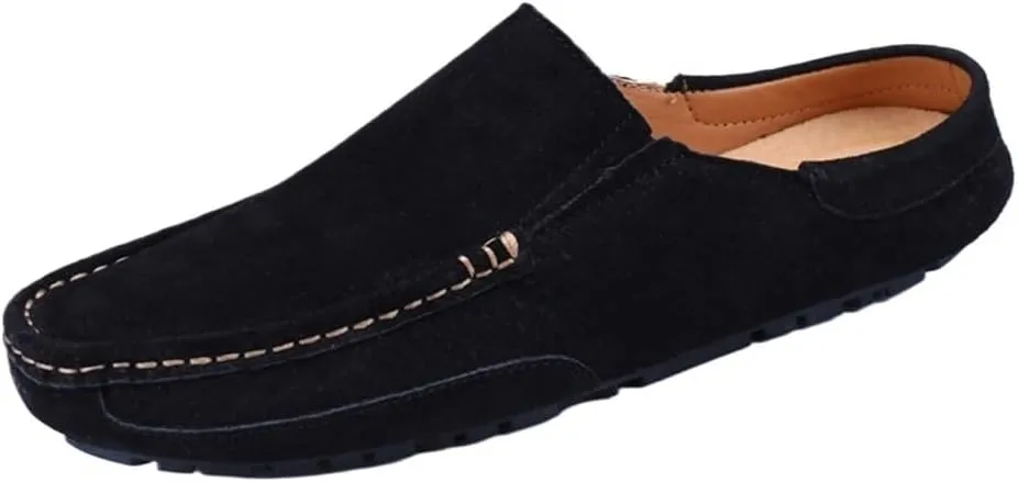 Loafers for Men Genuine Leather Suede Vamp Stitching Details Round Toe Flexible Lightweight Prom Slip On