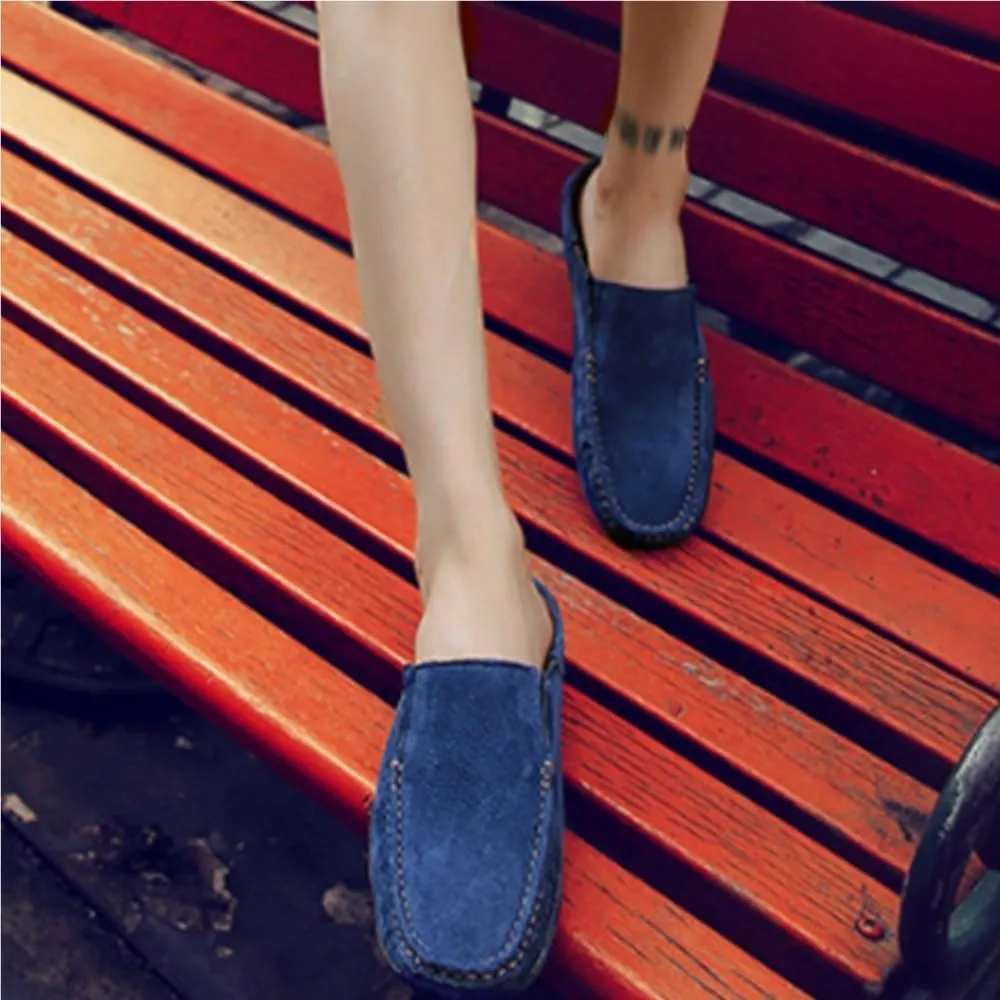 Loafers for Men Genuine Leather Suede Vamp Stitching Details Round Toe Flexible Lightweight Prom Slip On