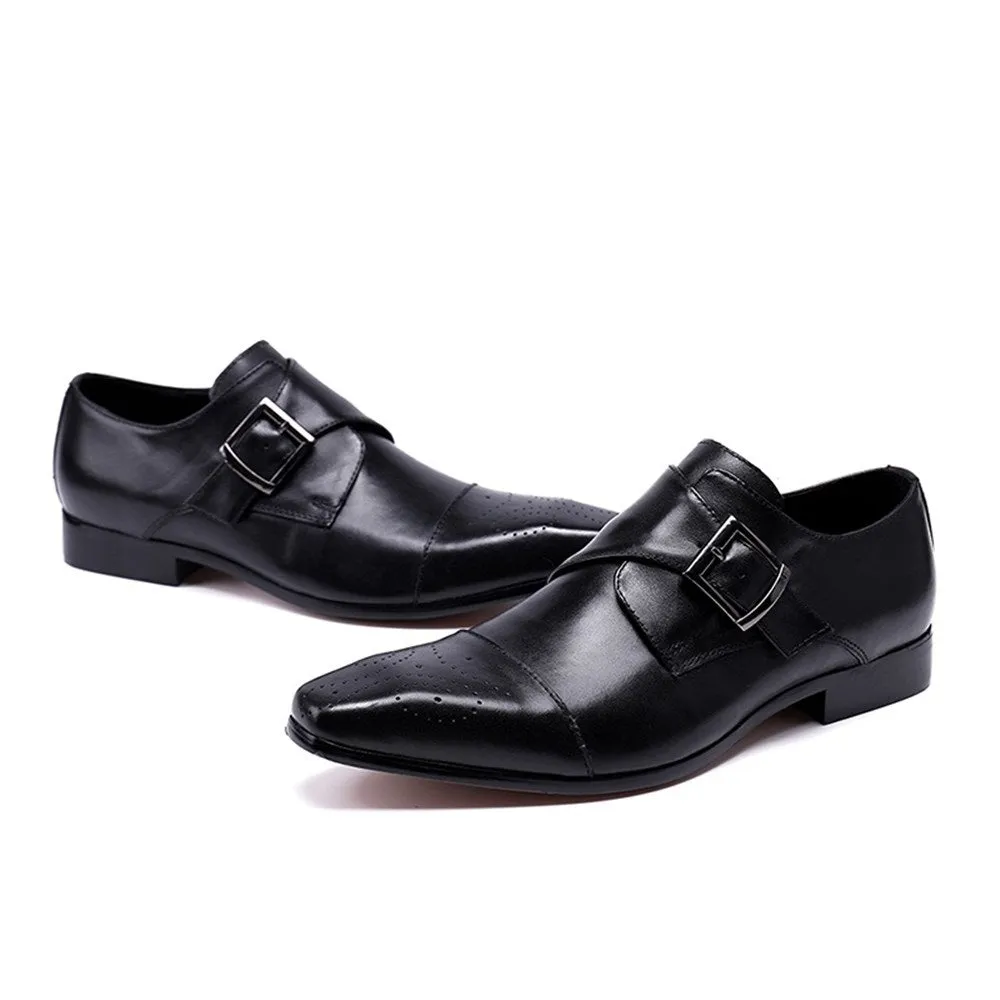 Men Captoe Monk Strap Oxford Shoes