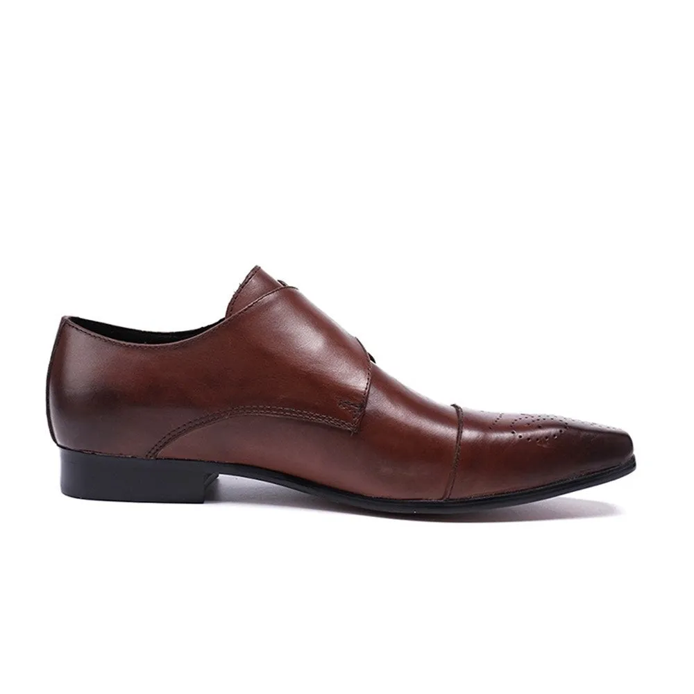 Men Captoe Monk Strap Oxford Shoes
