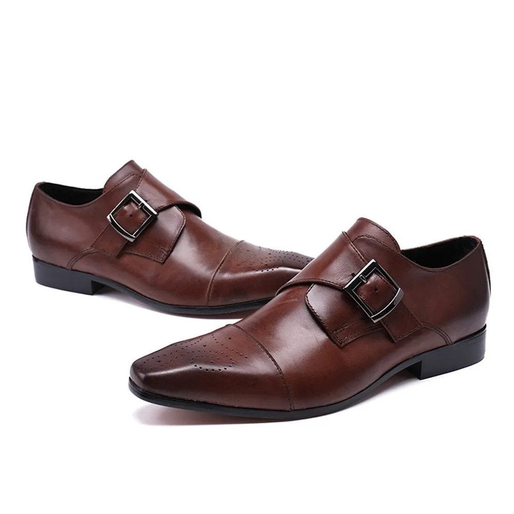 Men Captoe Monk Strap Oxford Shoes