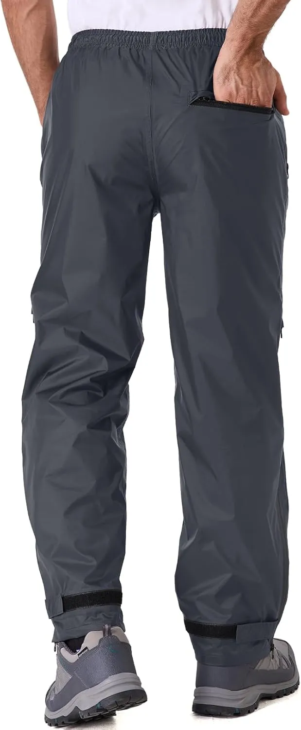 Men Waterproof Rain Pants Windproof Hiking Pants for Outdoor Fishing Bikng Golf Motorcycle Cycling Bushwalking Rowing