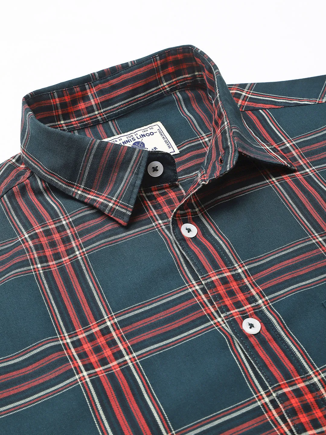 Men's Checkered Slim Fit Cotton Casual Shirt With Single Patch Pocket