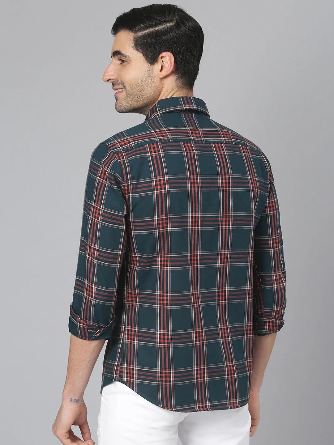 Men's Checkered Slim Fit Cotton Casual Shirt With Single Patch Pocket