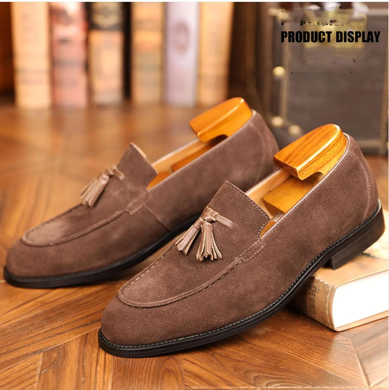Men's Fashion Retro Suede Tasseled Loafers Shoes Business Casual Comfort Non-Slip Formal Dress Shoes