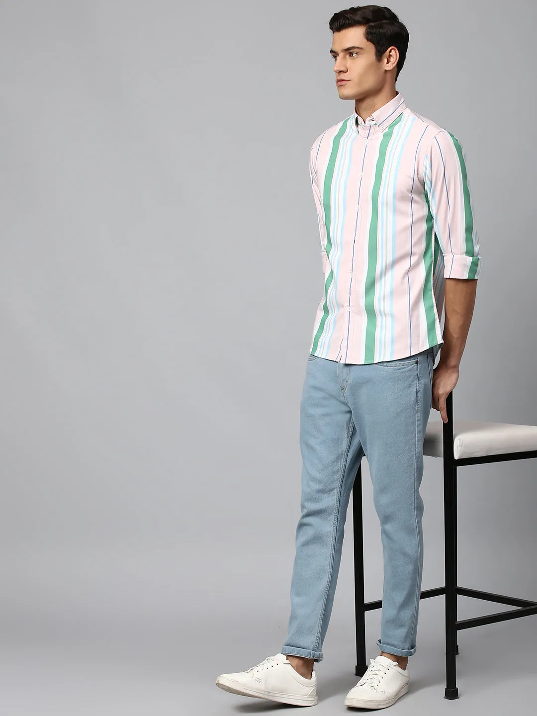 Men's Green Slim Fit Oxford Casual Shirt