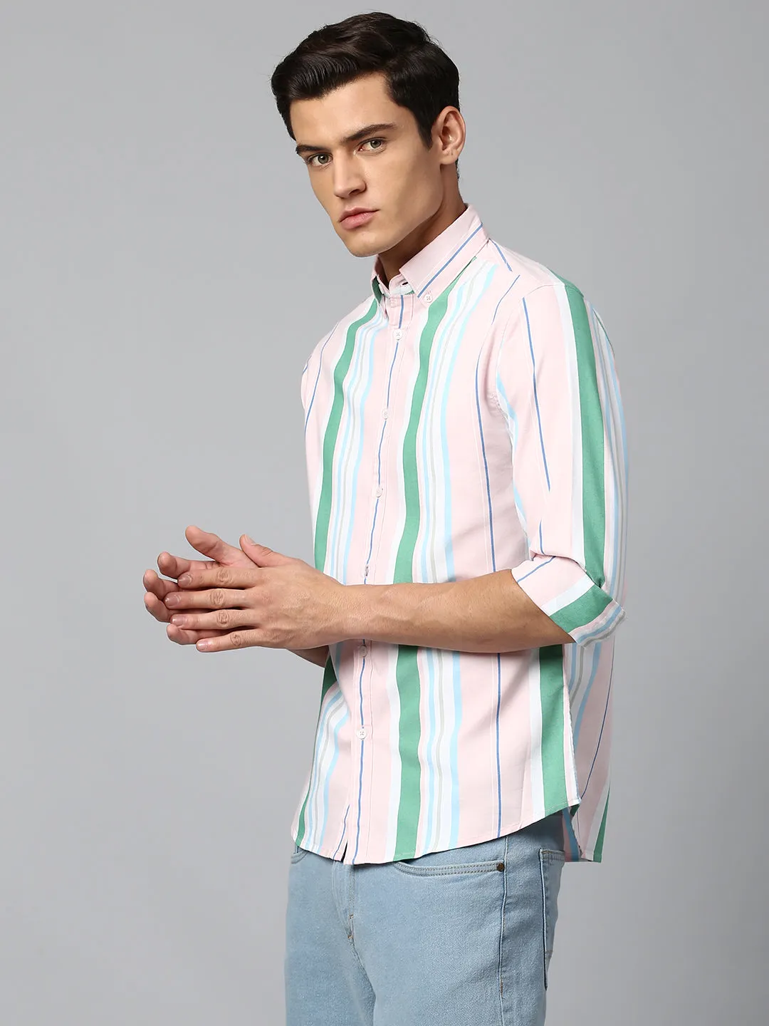 Men's Green Slim Fit Oxford Casual Shirt