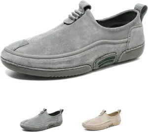 Men's Italian Handmade Suede Low Top Slip-On Chukka Boots,Outdoor Non Slip Breathable Loafers Casual Flats Driving Sneakers