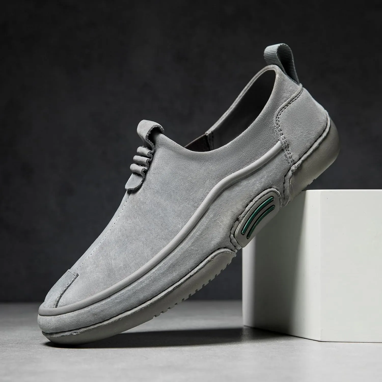 Men's Italian Handmade Suede Low Top Slip-On Chukka Boots,Outdoor Non Slip Breathable Loafers Casual Flats Driving Sneakers