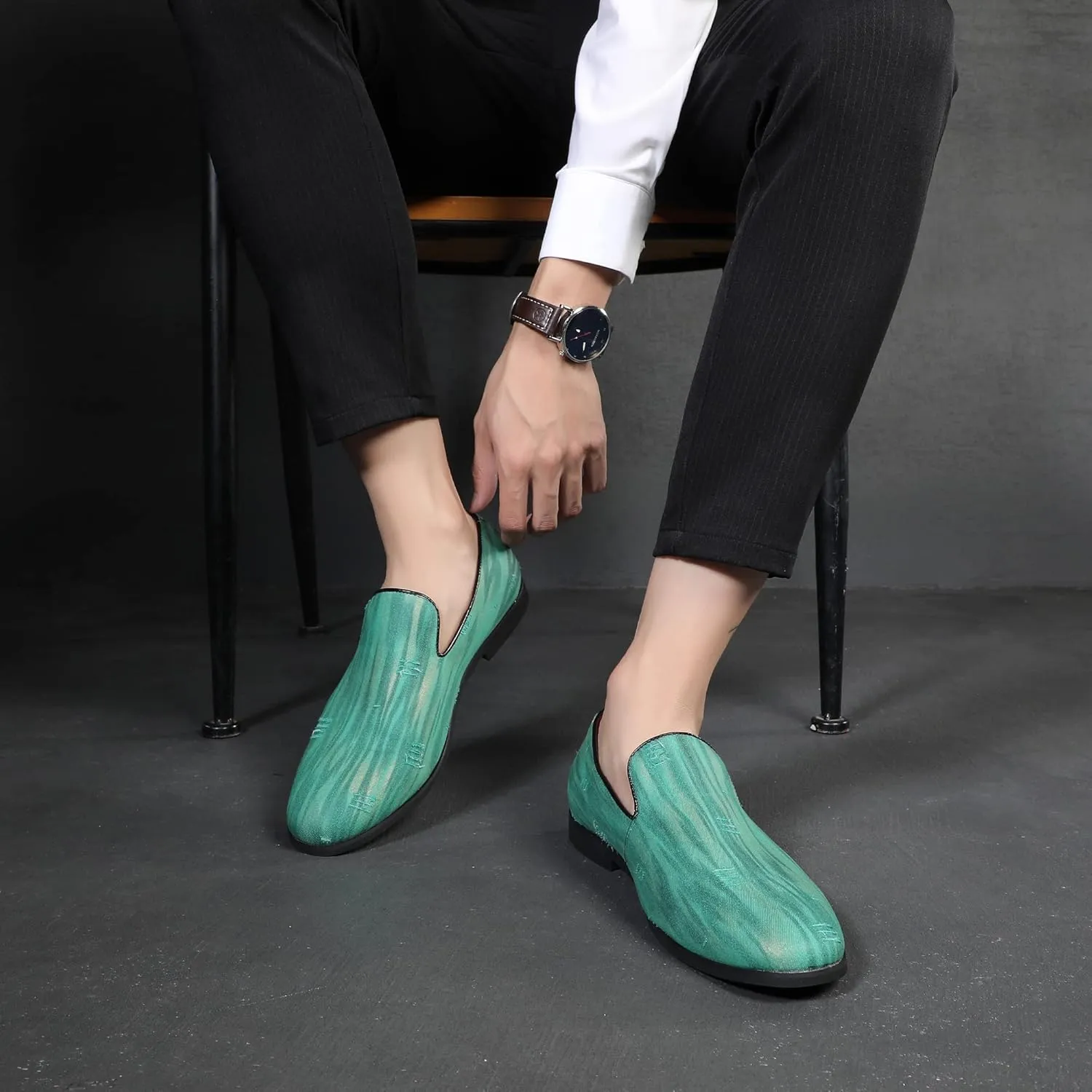 Men's Luxury Denim Penny Loafer Noble Slip-on Suede Loafers Shoes Smoking Slippers Party Dancing Shoes Plus Size 7-13