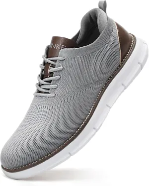 Men's Mesh Dress Shoes Casual Business Lace Up Oxford Sneakers Lightweight Breathable Walking Shoes Comfortable Thick Sole Tennis Footwear