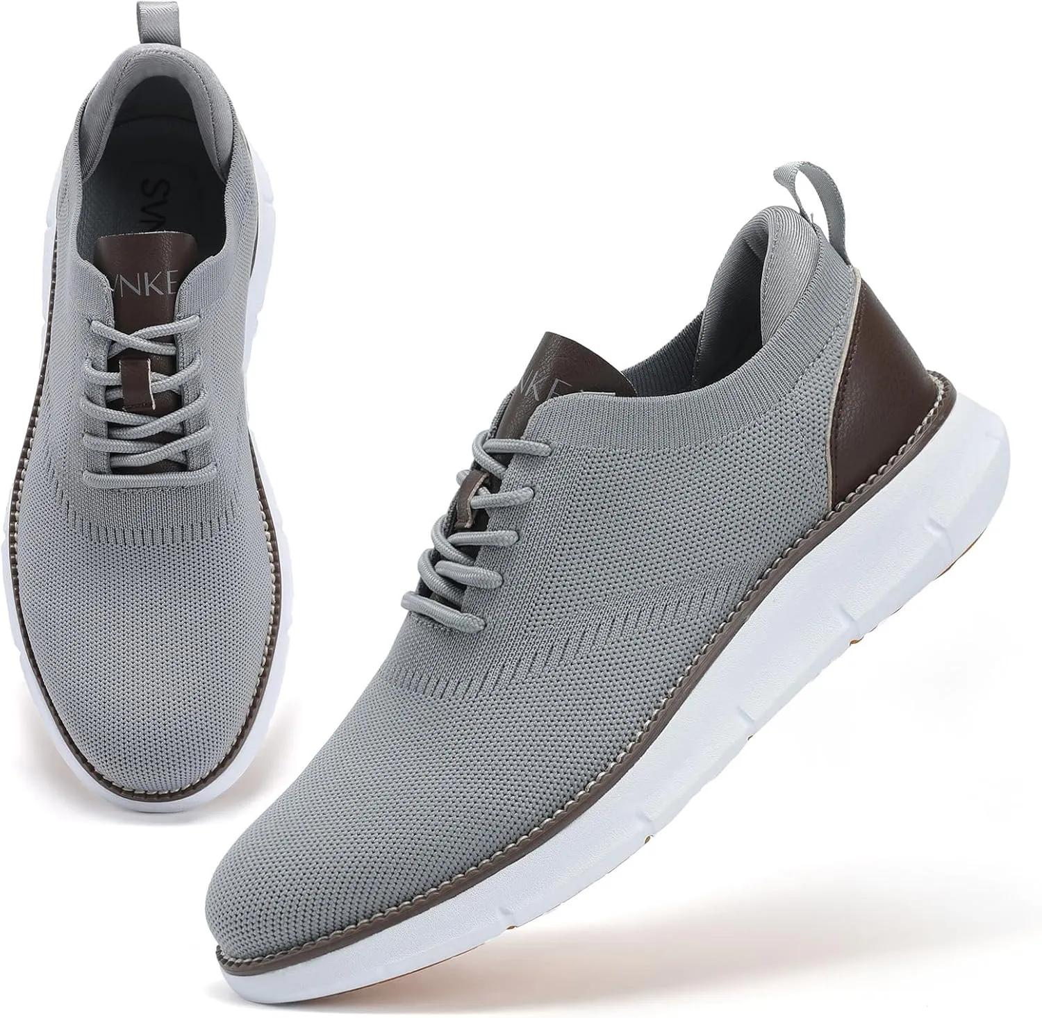 Men's Mesh Dress Shoes Casual Business Lace Up Oxford Sneakers Lightweight Breathable Walking Shoes Comfortable Thick Sole Tennis Footwear