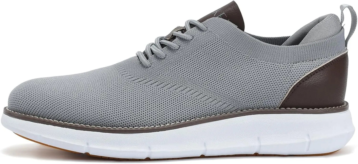 Men's Mesh Dress Shoes Casual Business Lace Up Oxford Sneakers Lightweight Breathable Walking Shoes Comfortable Thick Sole Tennis Footwear