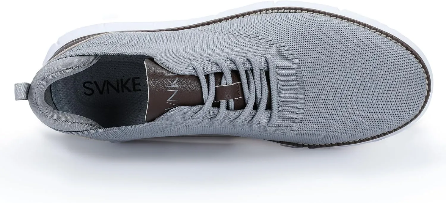 Men's Mesh Dress Shoes Casual Business Lace Up Oxford Sneakers Lightweight Breathable Walking Shoes Comfortable Thick Sole Tennis Footwear