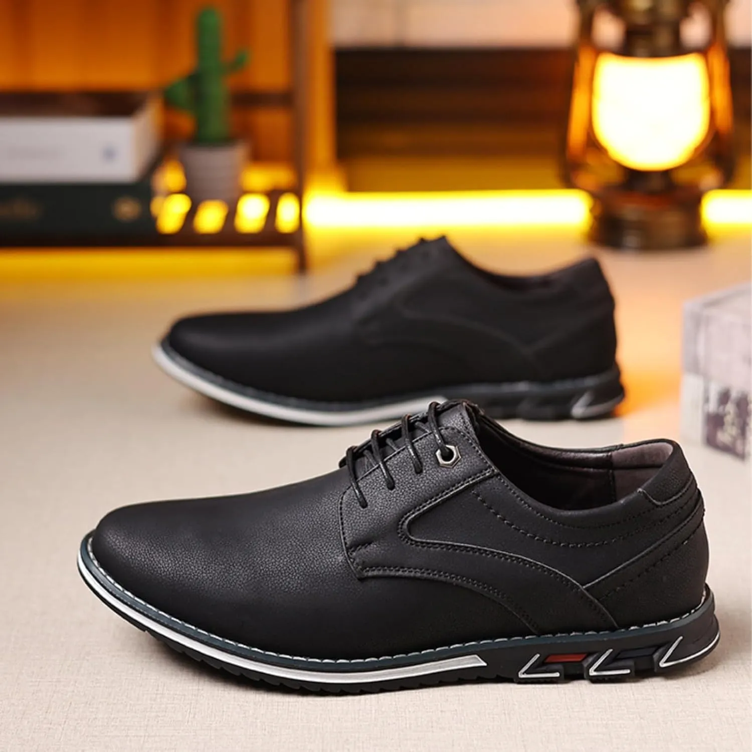 Men??s Oxford Dress Sneakers Casual Business Round Toe Flats Soft Linin Simple Lace-up Anti-Slip Loafers Shoes for Walk Driving Derby Orthopedic