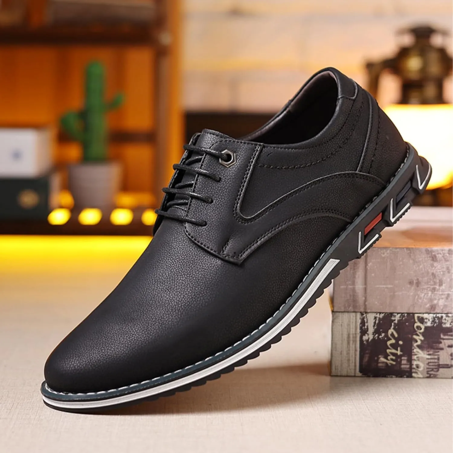 Men??s Oxford Dress Sneakers Casual Business Round Toe Flats Soft Linin Simple Lace-up Anti-Slip Loafers Shoes for Walk Driving Derby Orthopedic