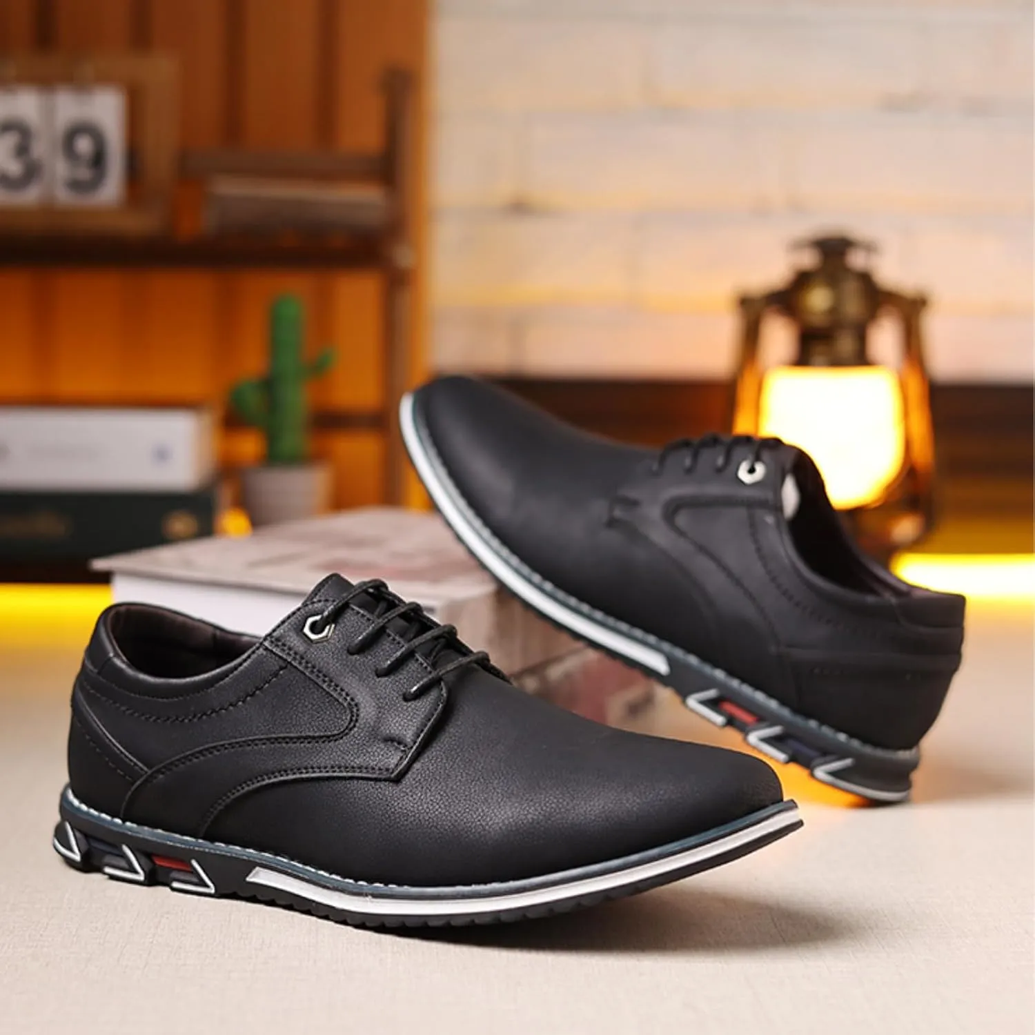 Men??s Oxford Dress Sneakers Casual Business Round Toe Flats Soft Linin Simple Lace-up Anti-Slip Loafers Shoes for Walk Driving Derby Orthopedic