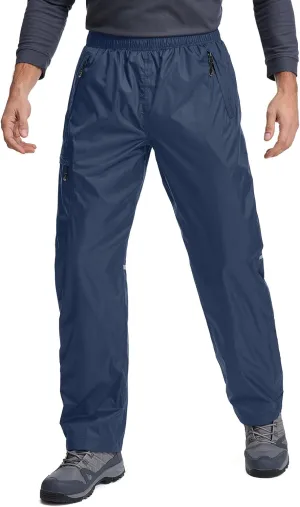 Men's Rain Pants Waterproof Over Pants Windproof Outdoor Lightweight Hiking Pants for Golf, Fishing,Cycling Royal Blue